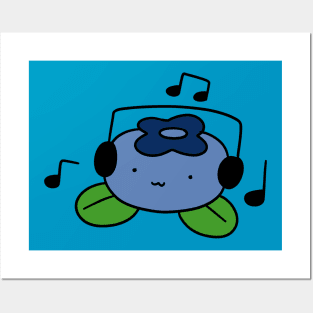 Bluberry with Headphones Posters and Art